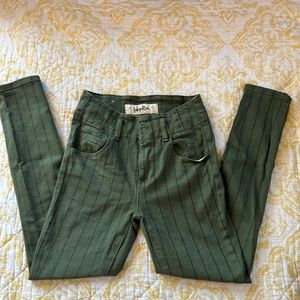 Green and Black Pin Striped Skinny Jeans